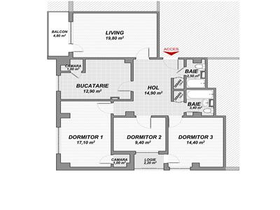 Apartament 4 camere, decomandat, 104mp. Gradini Manastur.