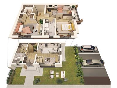 Casa cu 3 dormitoare, 3 bai, S-120mp., Floresti, str. Sub Cetate