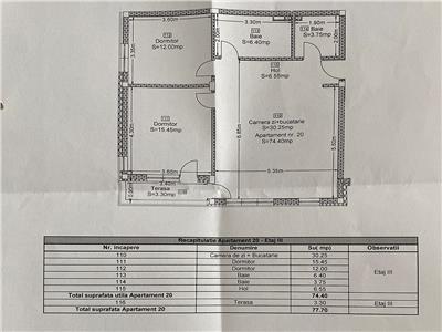 Apartament 3 camere, S75mp+ 3mp balcon, Green Residence, Floresti