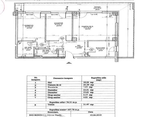 Apartament 3 camere, Su=76mp+31 mp terasa, parcare, Sophia Residence