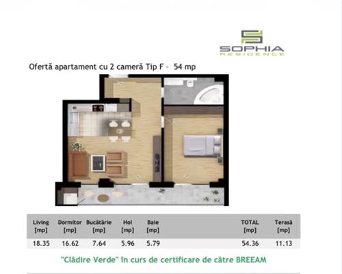 Apartament 2 camere, bloc nou, parcare, Sophia Residence