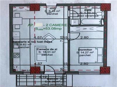 Apartament 2 camere, 53 mp + 6 balcon, 5/8, bloc NOU,  Marasti