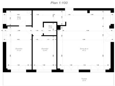 Penthouse Lux 3 camere, S93mp + 80mp terasa, zona Centrala