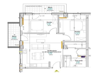 Apartament 3 camere, 66 mp. terasa 12 mp., mobilat si utilat, bloc NOU 2019, Calea Turzii
